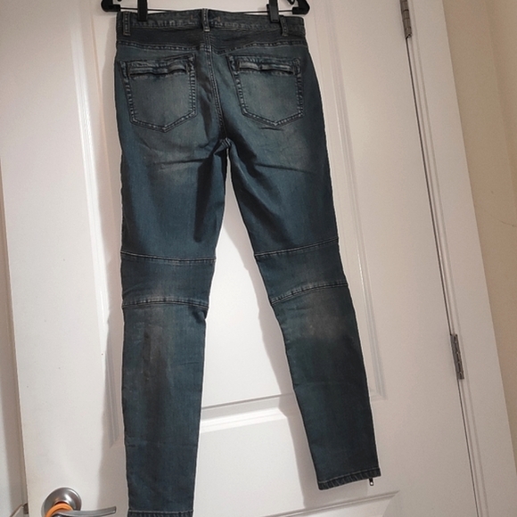 Free People Seamed Moto Skinny Jeans Blue - Picture 8 of 10